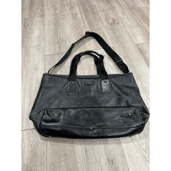 Gucci Vintage Guccissima Leather Luxury Tote Bag Black Shoulder Bag Old Money - Picture 14 of 16